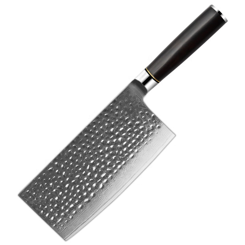 Cuchillo chino de acero de Damasco de 7 "con mango de ébano