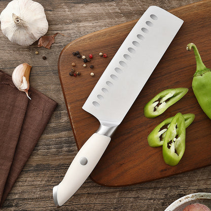 Creme White Series 7-Inch Nakiri Knife, German 1.4116 Steel, ABS