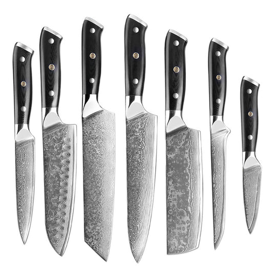 Juego de cuchillos de cocina Damasco de 7 piezas y 67 capas