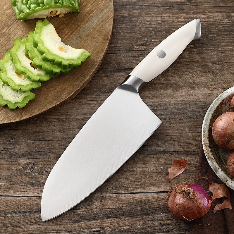 Creme White Series 7-Inch Cleaver Knife, German 1.4116 Steel, ABS