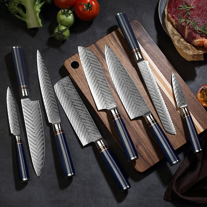 8-Pieces Knife Set, Damascus Steel, Resin