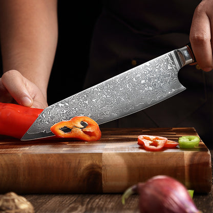 Bamboo Series 8-Inch Kiritsuke Knife, Damascus Steel, Wood
