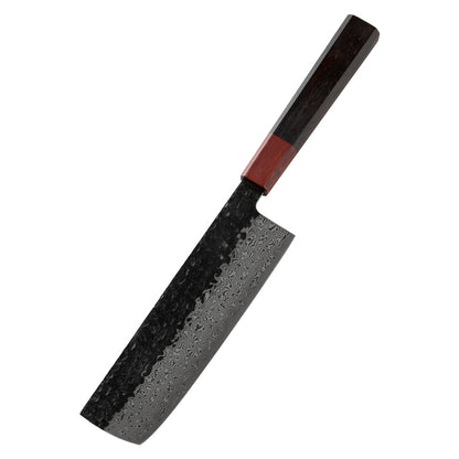 6.7-Inch Japanese Nakiri Knife, Damascus Steel, Ebony