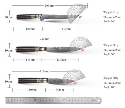 9-Pieces Knife Set, Damascus Steel, Resin