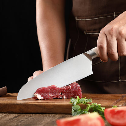 Creme White Series 7-Inch Santoku Knife, German 1.4116 Steel, ABS