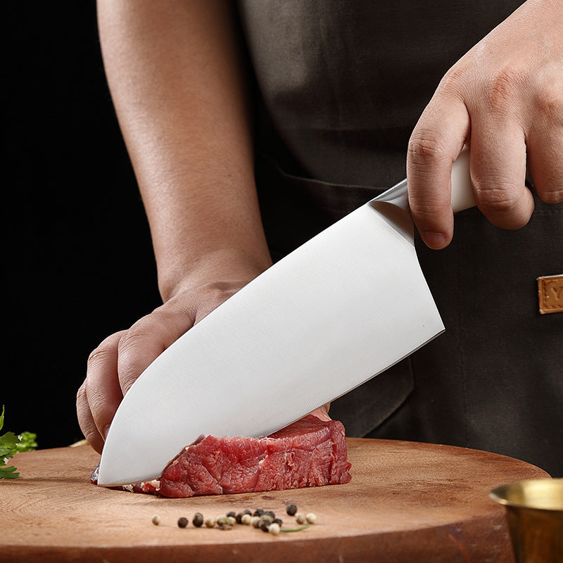 Creme White Series 7-Inch Cleaver Knife, German 1.4116 Steel, ABS