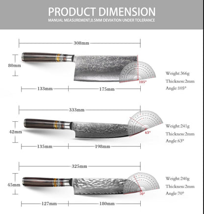 9-Pieces Knife Set, Damascus Steel, Resin