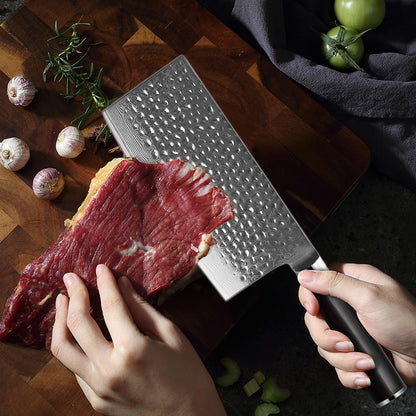 Cuchillo chino de acero de Damasco de 7 "con mango de ébano