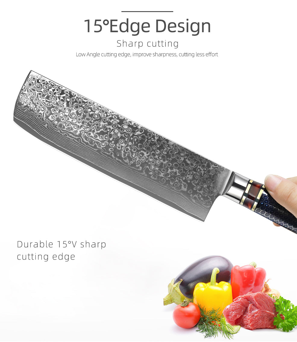 Nakiri Knife Kitchen Chef's Knife Japanese Damascus Stainless Steel Meat  Cleaver