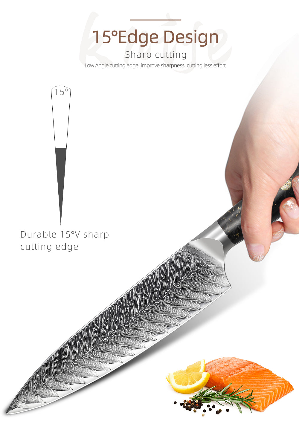 Cuchillo de chef de acero japonés VG10 Damasco de 8 "67 capas