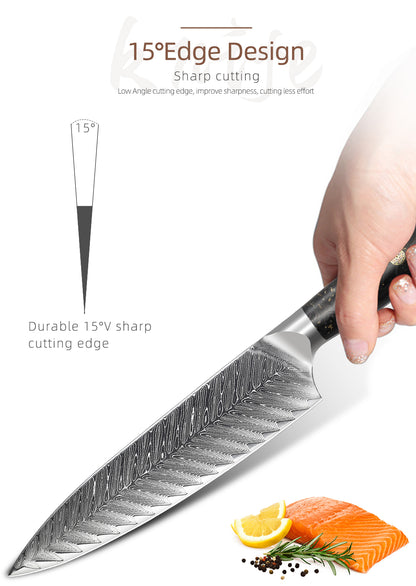 Cuchillo de chef de acero japonés VG10 Damasco de 8 "67 capas