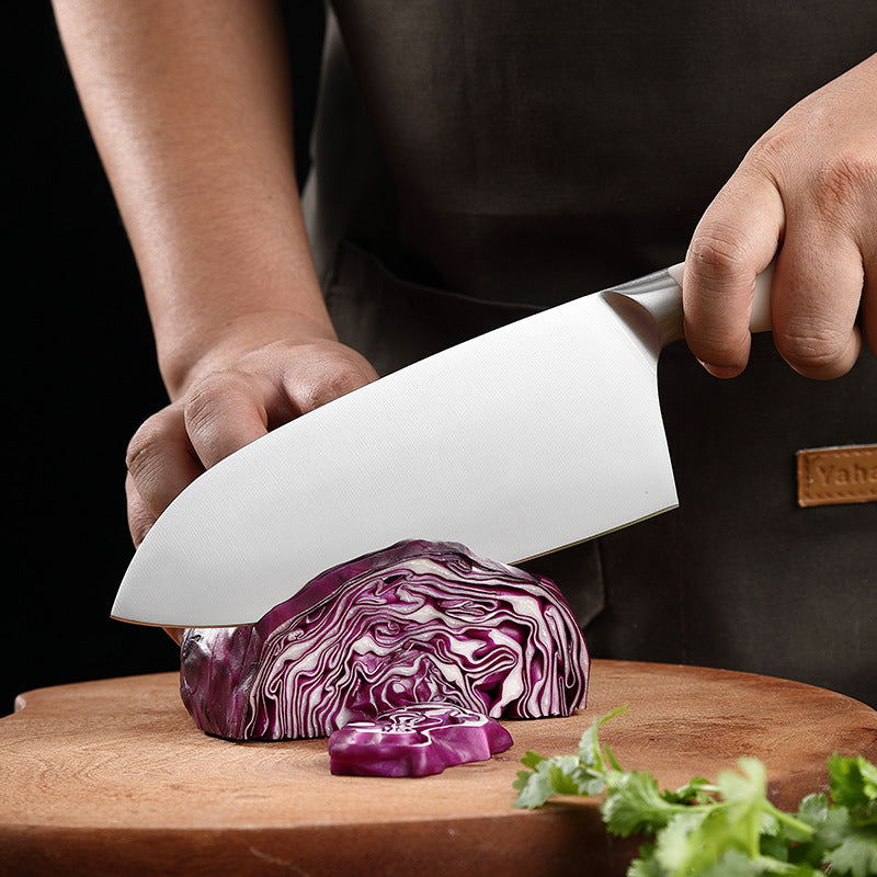 Creme White Series 7-Inch Cleaver Knife, German 1.4116 Steel, ABS