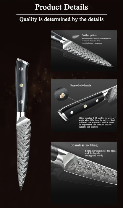 5" G10 Griff 67 Lagen Damaszener Allzweckmesser