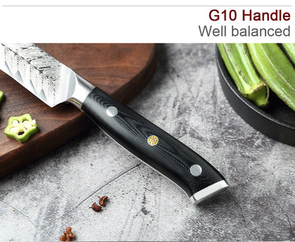 Classic 7-Inch Santoku Knife, Damascus Steel, G10