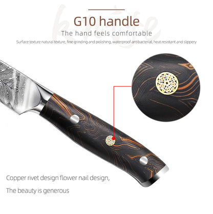 5-Inch Utility Knife, Damascus Steel, G10