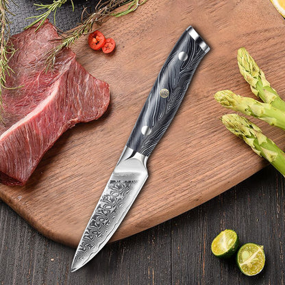 Cuchillo para mondar Damasco VG10 de 3,5 "Mango G10