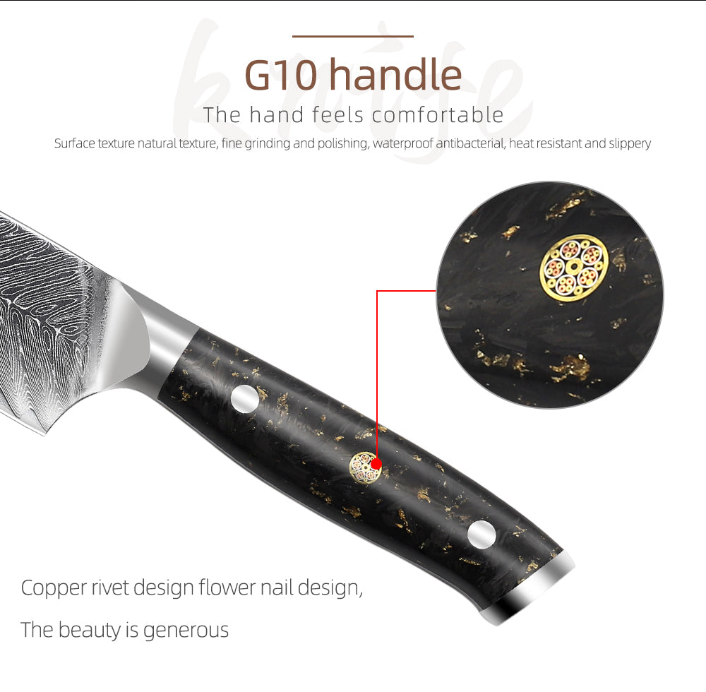 Cuchillo de chef de acero japonés VG10 Damasco de 8 "67 capas