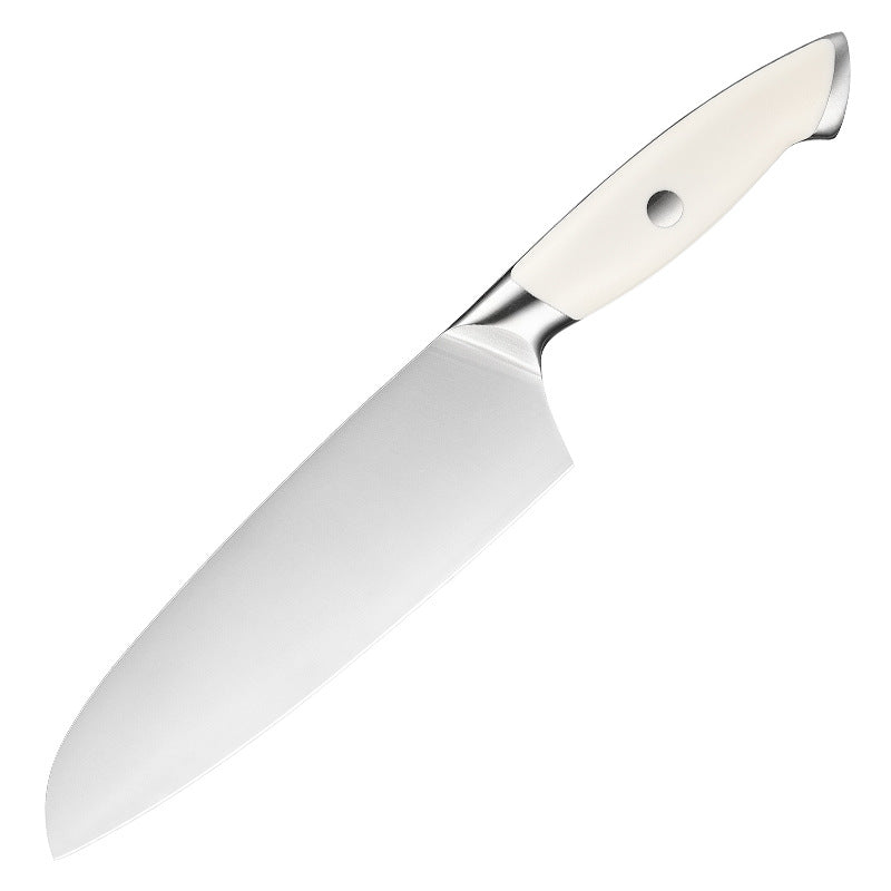 Creme White Series 7-Inch Santoku Knife, German 1.4116 Steel, ABS