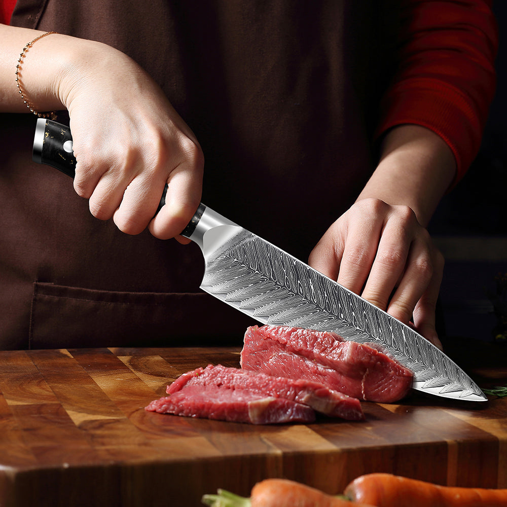 Cuchillo de chef de acero japonés VG10 Damasco de 8 "67 capas