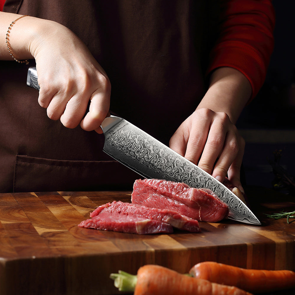 Cuchillo de chef Damasco de 8 "67 capas Mango G10