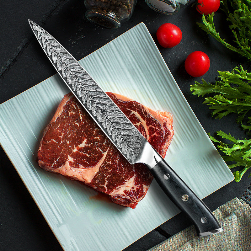 8" Fischgrätmuster Damast Schnitzmesser G10 Griff