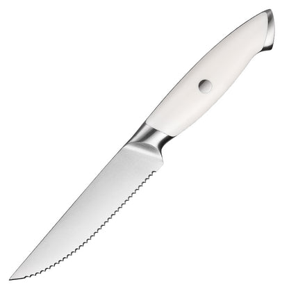 Creme White Series 4.6-Inch Serrated Steak Knife, German 1.4116 Steel, ABS