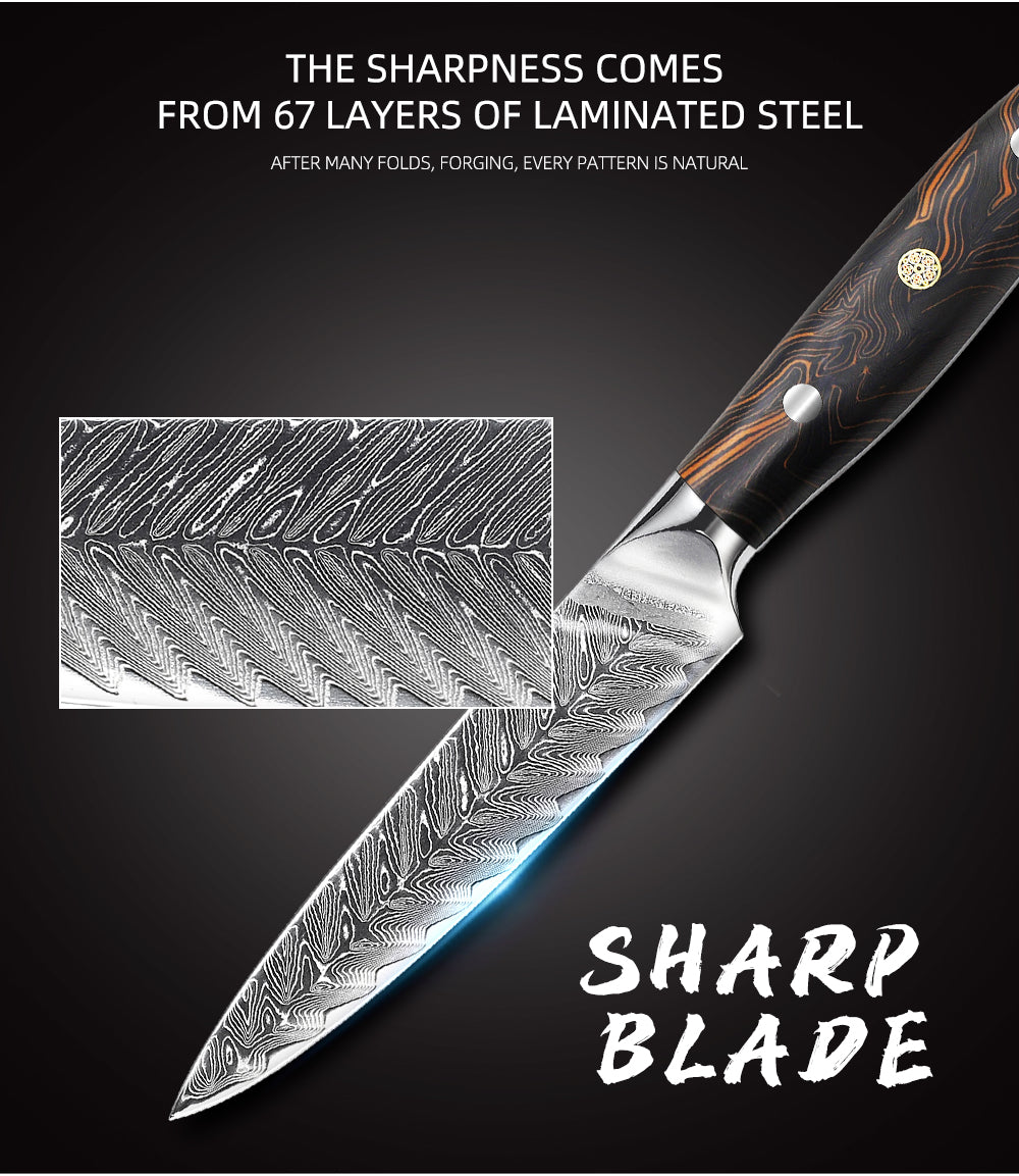 5-Inch Utility Knife, Damascus Steel, G10