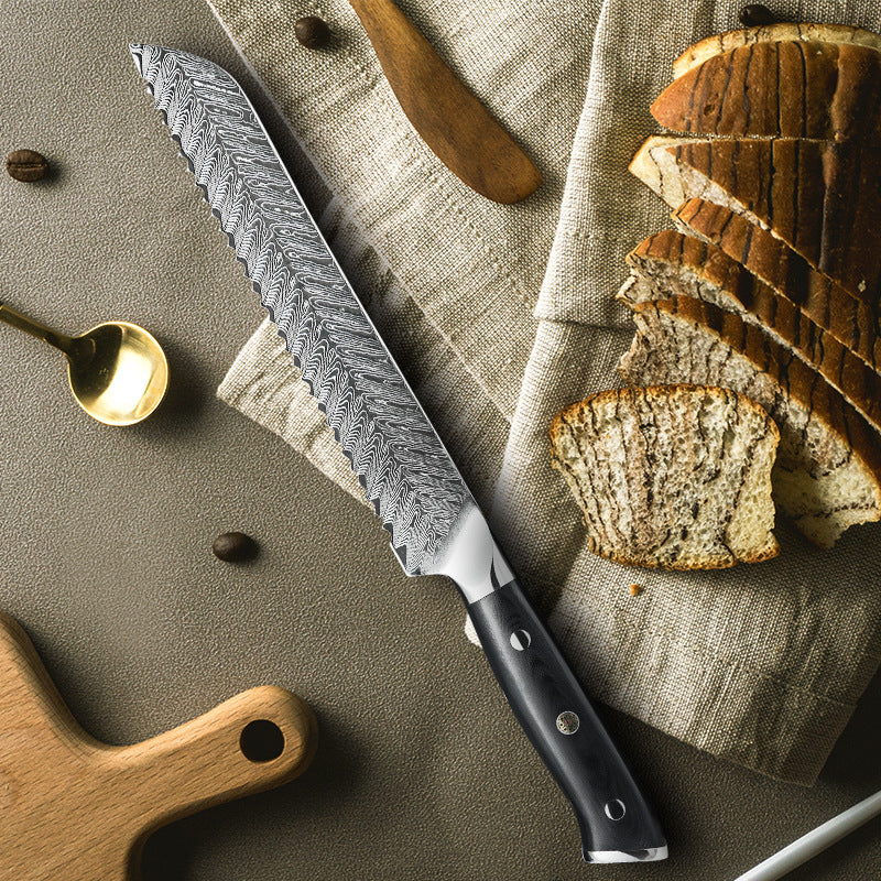 Cuchillo de Damasco para Pan de Damasco con Mango G10 de 8 "y 67 Capas