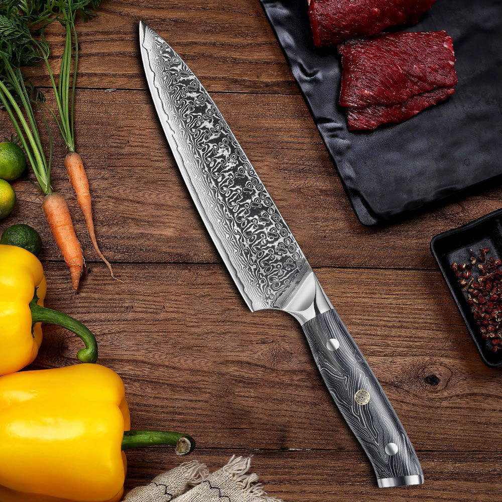 Cuchillo de chef Damasco de 8 "67 capas Mango G10