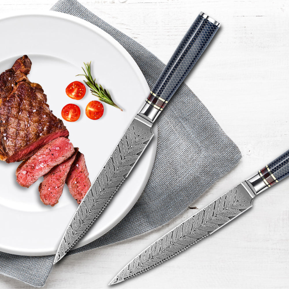 Damascus Steak Knives Set of 6-KTF Series