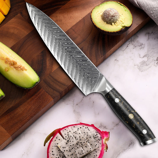 Cuchillo de chef de acero japonés VG10 Damasco de 8 "67 capas